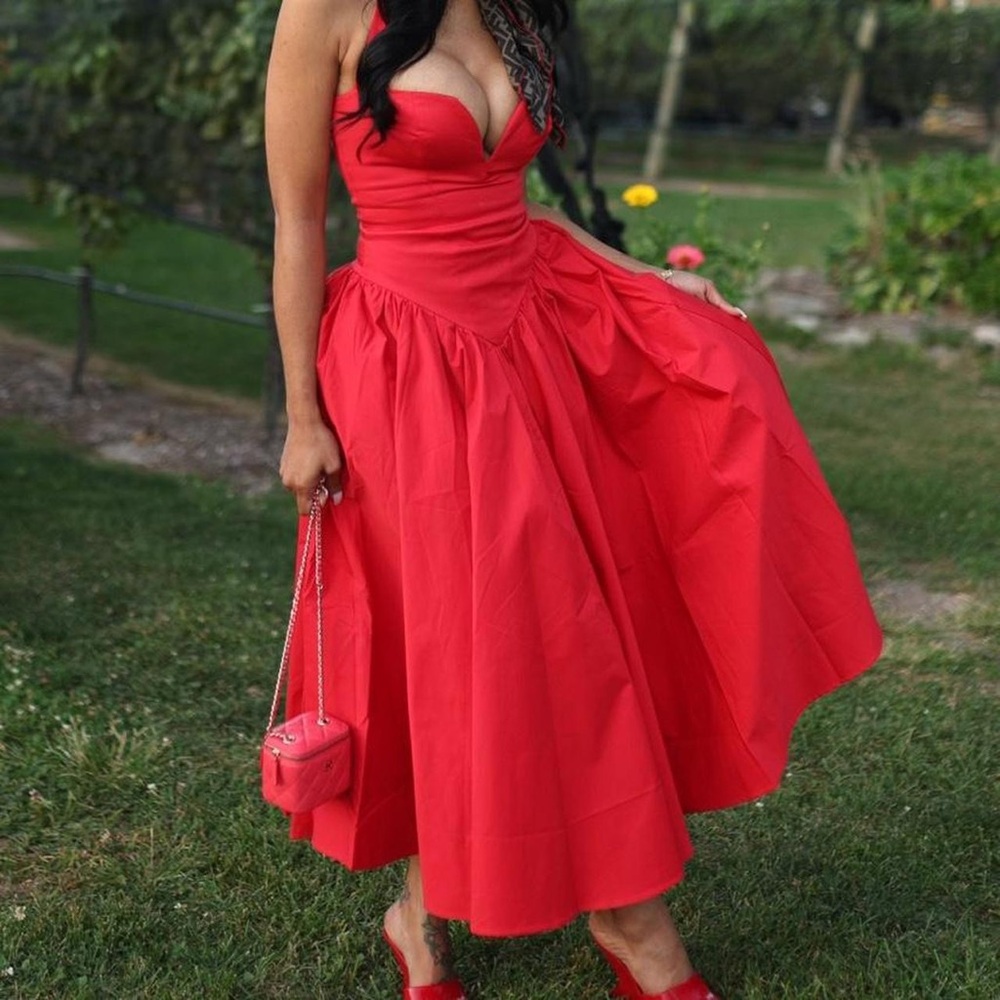 House of cb red mini coquette dress